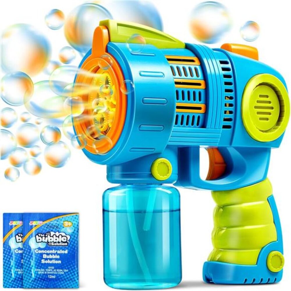 Sloosh Kids Bubble Gun Machine with Bubble Refill Solution, 2 in 1 Automatic